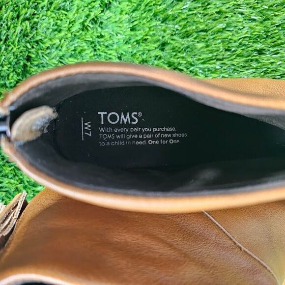Toms Carpe Diem Tassel Pull Leather Ankle Booties US 7 Boho Prairie Brown - Picture 7 of 7